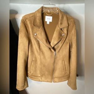 Old navy tan suede- like jacket, size large. Excellent condition.